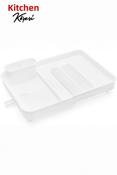 Mutfak Köşesi White Openable and Sliding Dish Rack Basket