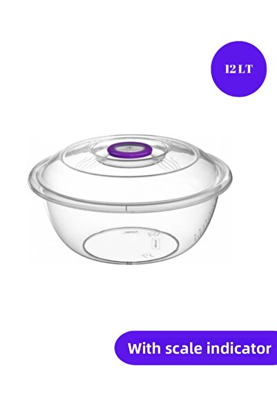Loremp Transparent Basin with Lid and Scale Indicator 12 Lt