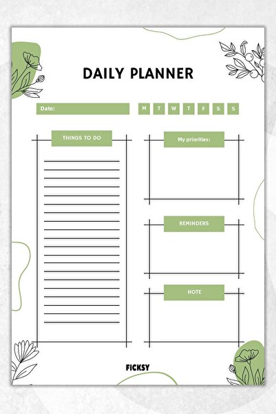 Ficksy مخطط يومي - مقاس A4 للقيام به - 30 ورقة - مخطط يومي
