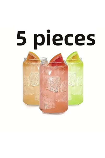 Hiras Dizayn 5Pcs Heat Resistant Borosilicate Glass Cocktail & Soft Drink Cups Cold Coffee Drink Cups 420ml