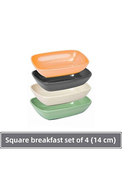 Sunplast Square Breakfast & Snack Bowl 4 Pieces (14 CM)