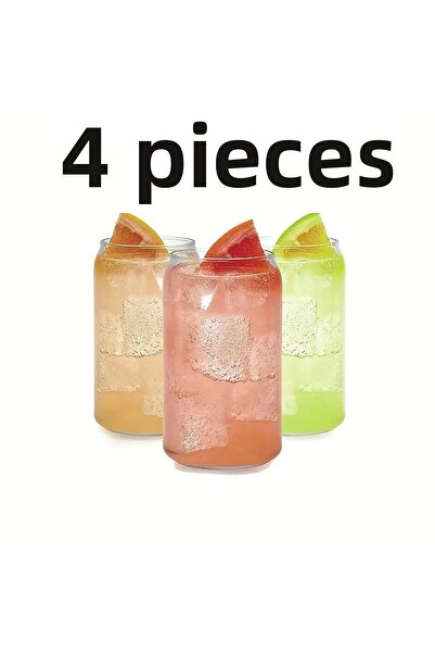 Hiras Dizayn 4Pcs Heat Resistant Borosilicate Glass Cocktail & Soft Drink Cups Cold Coffee Drink Cups 420ml