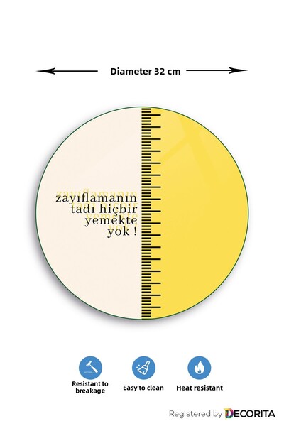 Decorita Glass Diet Plate| Glass Presentation Plate| The Taste of Slimming| Diameter 32cm