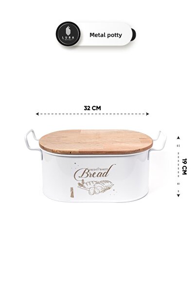 Skygo 32X19 cm Metal Bread Box with White Cutting Board and Lid - Stylish and Durable Bread Holder
