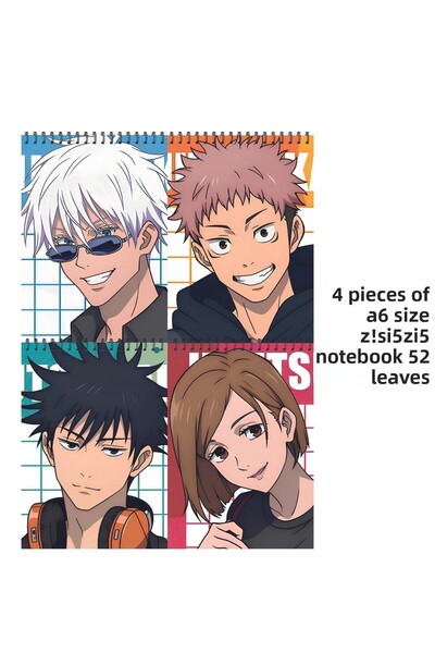 nihonwosekai مجموعة دفتر ملاحظات Jujutsu Kaisen Anime مقاس A6 غير مبطنة 52 ورقة