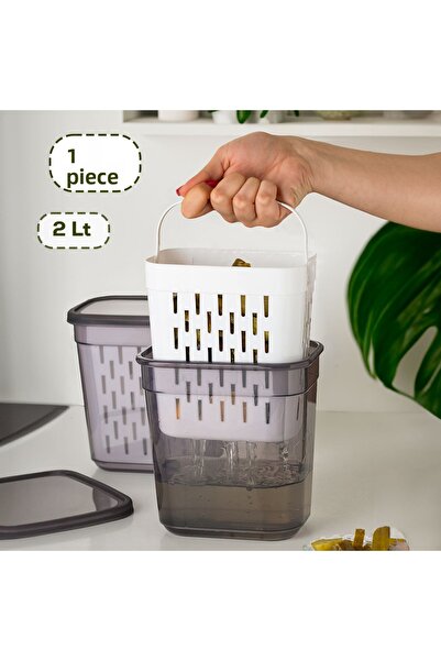 FERAH PLASTİK Spacious Plastic Storage Container Set with Strainer Bowl – with Lid, Pickle Storage Box – Bpa Free