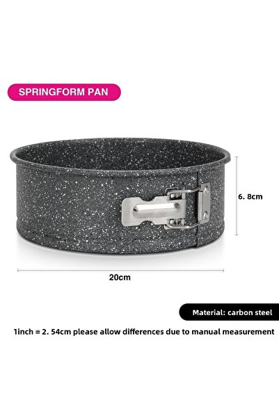 Fissman Springform Cake Pan 20cm, Carbon Steel Granite Non Stick Coating Pan, Removable Bottom