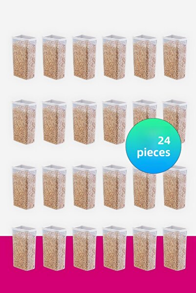 Smartware Set de 24 recipiente de depozitare dreptunghiulare Skali, alb, 3500 ML