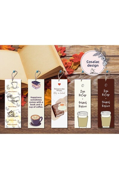 Kozalak Tasarım Coffee Concept Pvc Coated Bookmark Set of 5