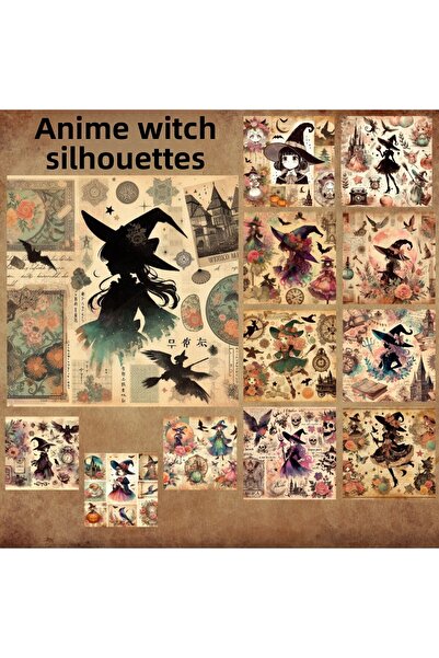 Pink Swan Craft صورة ظلية ساحرة أنيمي عتيقة - مجموعة ملصقات مخططة مكونة من 12...