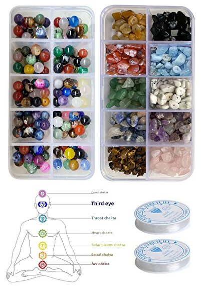 By MO Accessories مجموعة تصميم المجوهرات مع خرز من الحجر الطبيعي في صناديق صغ...