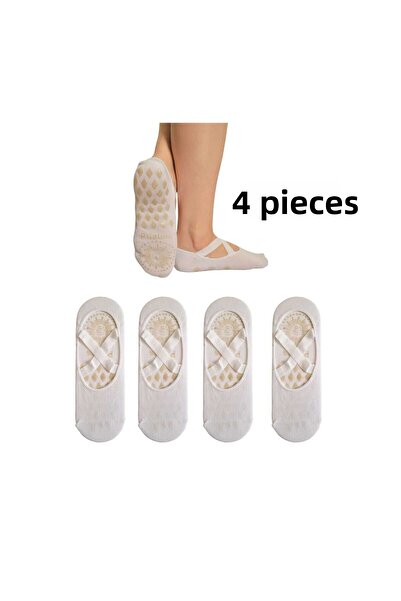 Aware Time Șosete de fitness pentru yoga, 4 piese, cu talpă anti-alunecare, m...