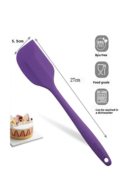 viarella 27 Cm Fireproof Anti-Scratch Silicone Spatula Set of 3 - Purple/Red/Grey
