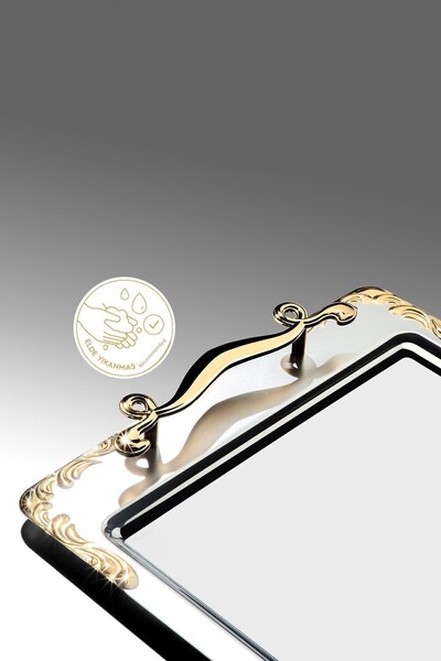 Nehir Lalezar Set of 2 Gold Satin Steel Trays