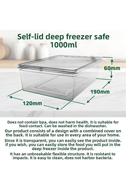 Bayev 15 Pieces of Self-Covered Food Storage Container, 1 Lt, Suitable for Locking Freezer with Lid