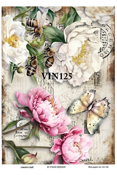 LİNEART Lineart Brass Decopage Paper No:Vin125