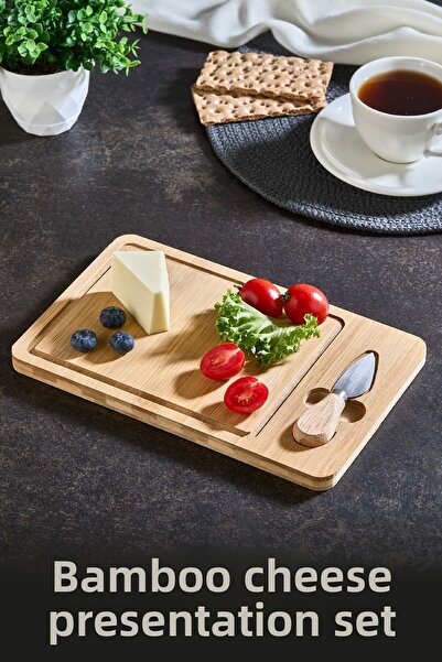 Vienev Bamboo Cheese Presentation Set with Single Blade