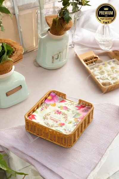 NEWNOW Suport pentru șervețele pătrate din ratan - Organizator pantofi