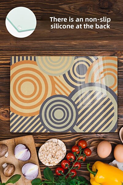 Postifull Vintage Glass Cutting Board, Thick And Unbreakable Glass, Chopping Board, Kitchen Presentation Board - 21*30cm