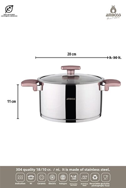 Amboss Enio 8 Piece Stainless Steel Cookware Set Rose Gold Eni-8620