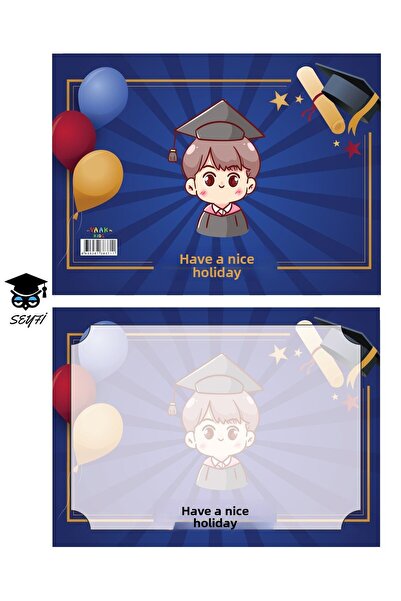 SEYFİKİRTASİYE 24x33 سم BLUE KEP منقوشة عالية الجراماج كرتون مطبوع 10 قطع حاف...