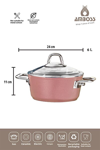 Amboss Crystal 7-Piece Granite Double Colored Pot Set - Rose Gold