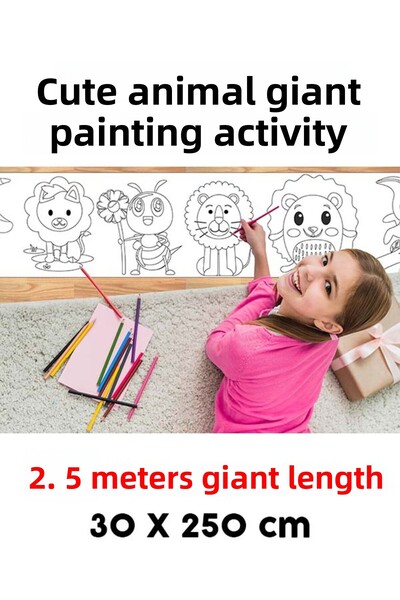 Parti Tasarla ورق تلوين عملاق بتصميم حيوانات لطيفة - 2 - 2.5 متر - 5 متر - نش...