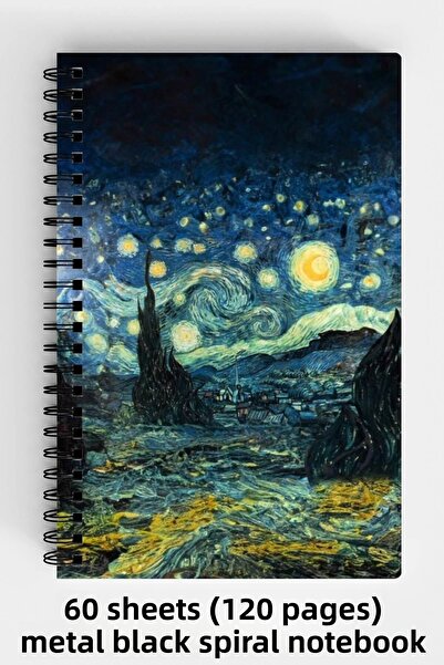 Anime Marketi فان جوخ رسم تصميم A5 دوامة الغلاف الصلب دفتر 120 ورقة