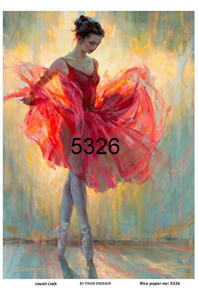 LİNEART 5326 نموذج فستان راقصة حمراء للنساء - ديكوباج نحاسي، 30x42