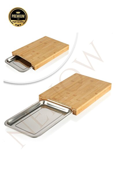 MASTER KİTCHEN Bamboo Chopping Board with Bowl, Cutting Board with Metal Bowl