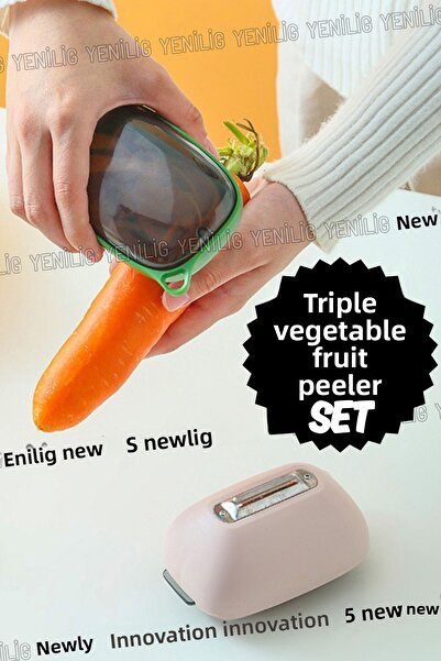 Yenilig مجموعة مقشرات الخضار والفواكه مكونة من 3 قطع - هيكل بلاستيكي متين، شف...