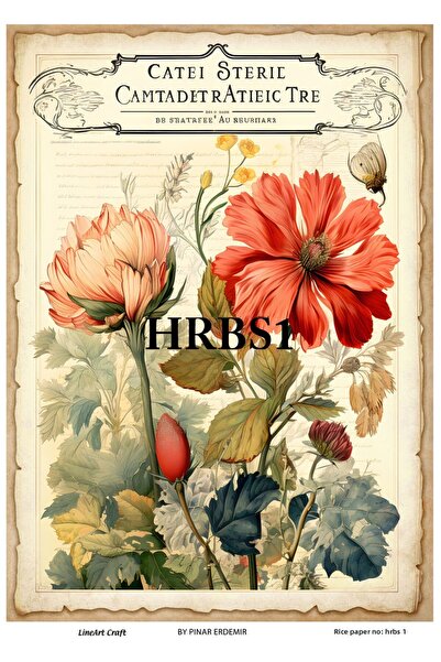 LİNEART ديكوباج نحاسي بنمط زهرة عتيقة - HRBS1 29*42 سم