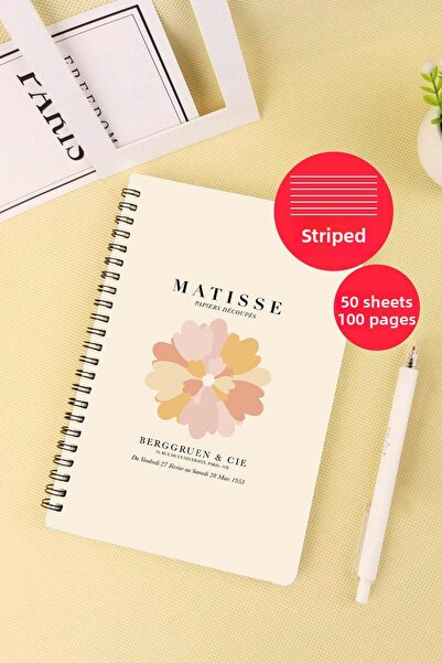 Anime Marketi دفتر مدرسي ماتيس مقاس A5 حلزوني 50 ورقة 100 صفحة - مسطر