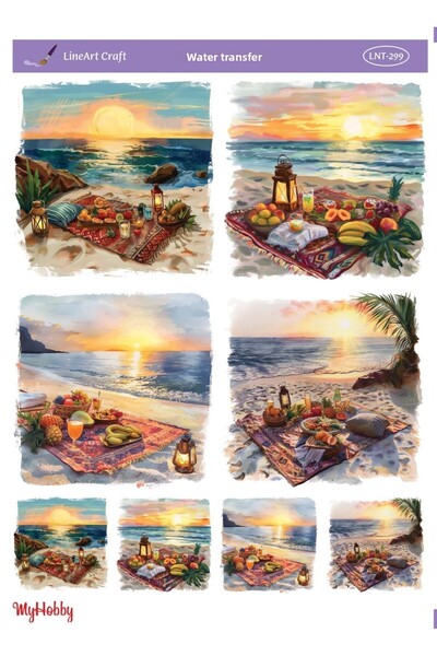 LİNEART Lnt-299 - 25*35 cm Beach Sunset, Water Transfer