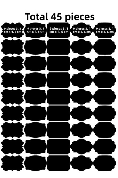 colortouch Black 90 Pieces Writable Labels, Jar Stickers, Different Shapes an...