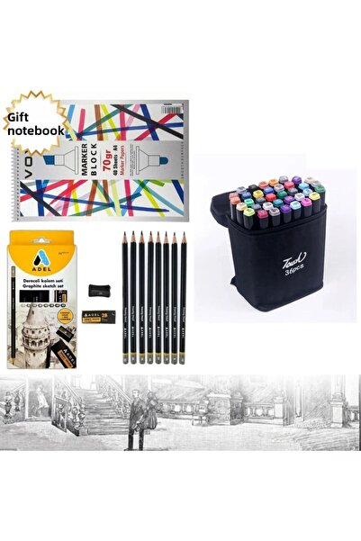 Art Tone Touch Marker Art Double Ended 36 Pieces Pen Set with Cloth Bag + Pen...