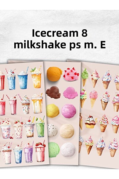 alışveriş kurdu Set de autocolante pentru milkshake cu înghețată - Planificat...