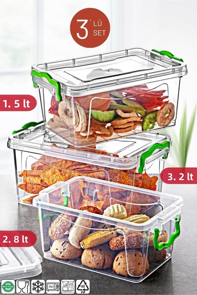 Nandy Home Elite Line Microwave and Freezer Usable Storage Container Set of 3 Transparent