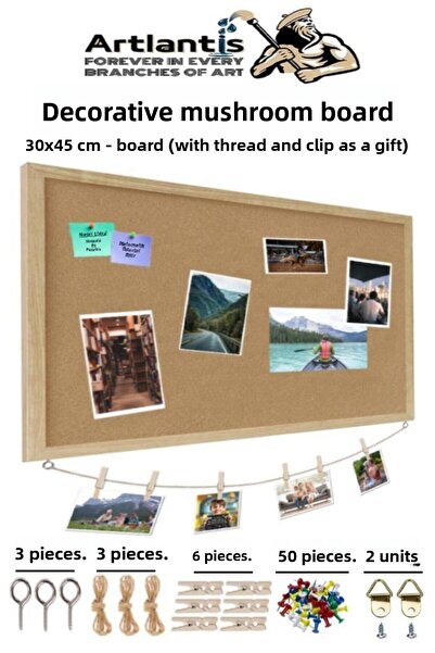 Artlantis Ramă decorativă din lemn pentru panouri din plută 30x45 cm 1 bucată...
