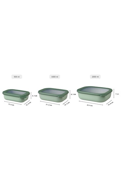Mepal Multi Bowl Cirqula Rectangular Water Green Food Bowl 1500 ml