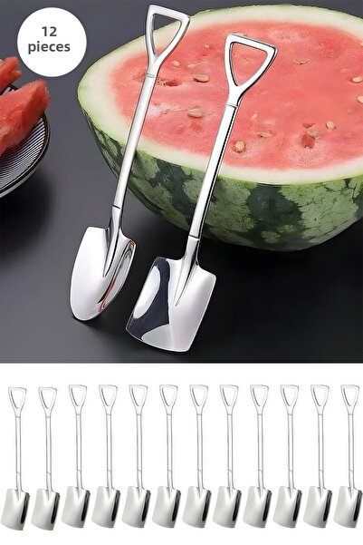 Selenica 12 Pieces Square Shovel Shaped Tea, Coffee, Dessert Spoon