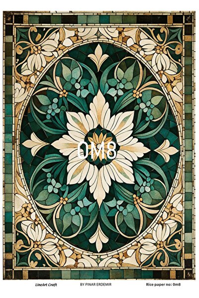 LİNEART ديكوباج نحاسي من سلسلة OM - 29 × 42 سم، نمط فسيفساء شرقي، رقم: OM8