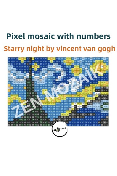 Zen Mozaik DIY Set - Pixel Mosaic with Numbers, Artistic Mosaic Series