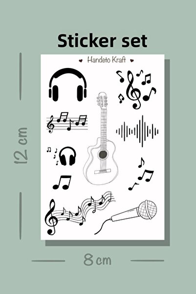 Handeto Kraft Σετ αυτοκόλλητων με θέμα τη μουσική 8*12 εκ. Αδιάβροχο αυτοκόλλ...