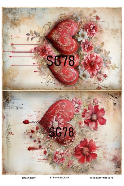 LİNEART سلسلة عيد الحب SG78 - ديكوباج نحاسي على شكل زهرة وقلب وأرنب 30x42