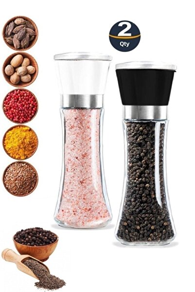 Tilbe Home Black Pepper Salt Shaker Mill Spice Grinder with Ceramic Blade Durable 2 Piece Mill Set