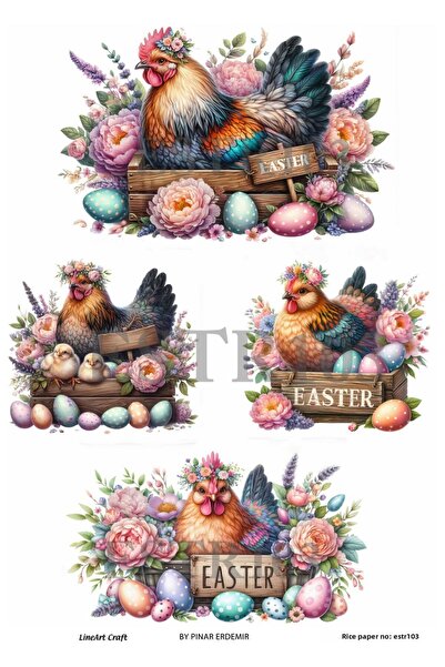 LİNEART ورق تزيين أرز على شكل بيضة أرنب عيد الفصح رقم: ESTR103 29X42 سم