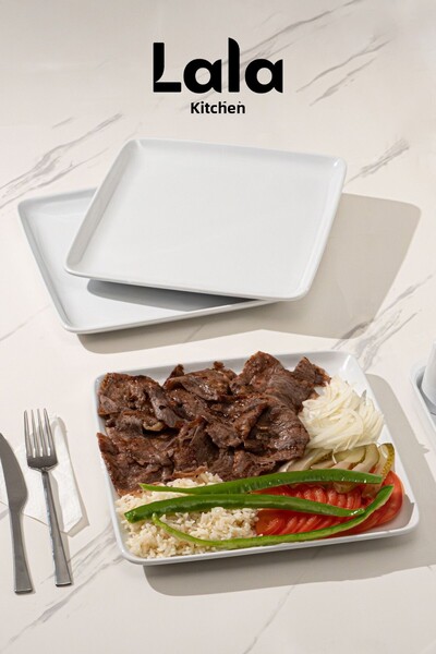 Lala Mutfak Gözde Square Serving Plate Set of 3 (26 cm - Stylish, Durable, Food and Presentation Plate)