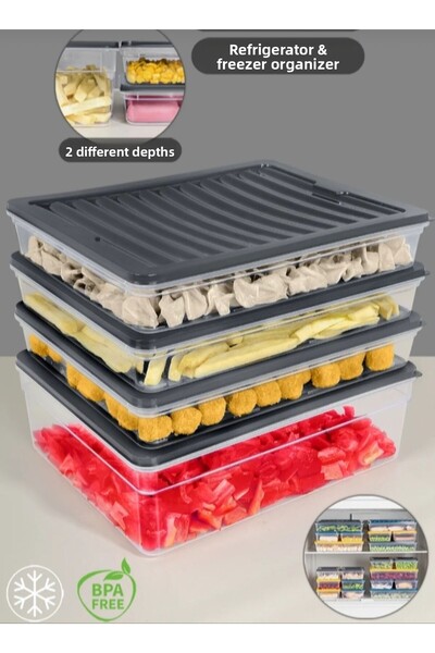 VİZYON Deep Freezer Fridge Organizer Storage Container Icebox Organizer Microwave Container