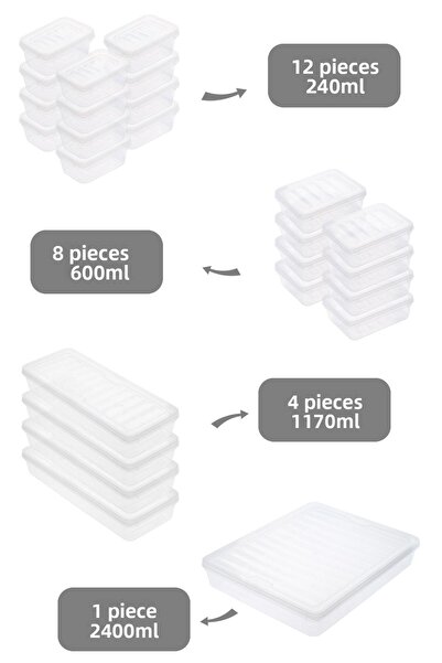 Meleni Home 25 Piece Transparent Lid Microwave Compatible Storage Container Set - Organizer Organizer Food Storage Container